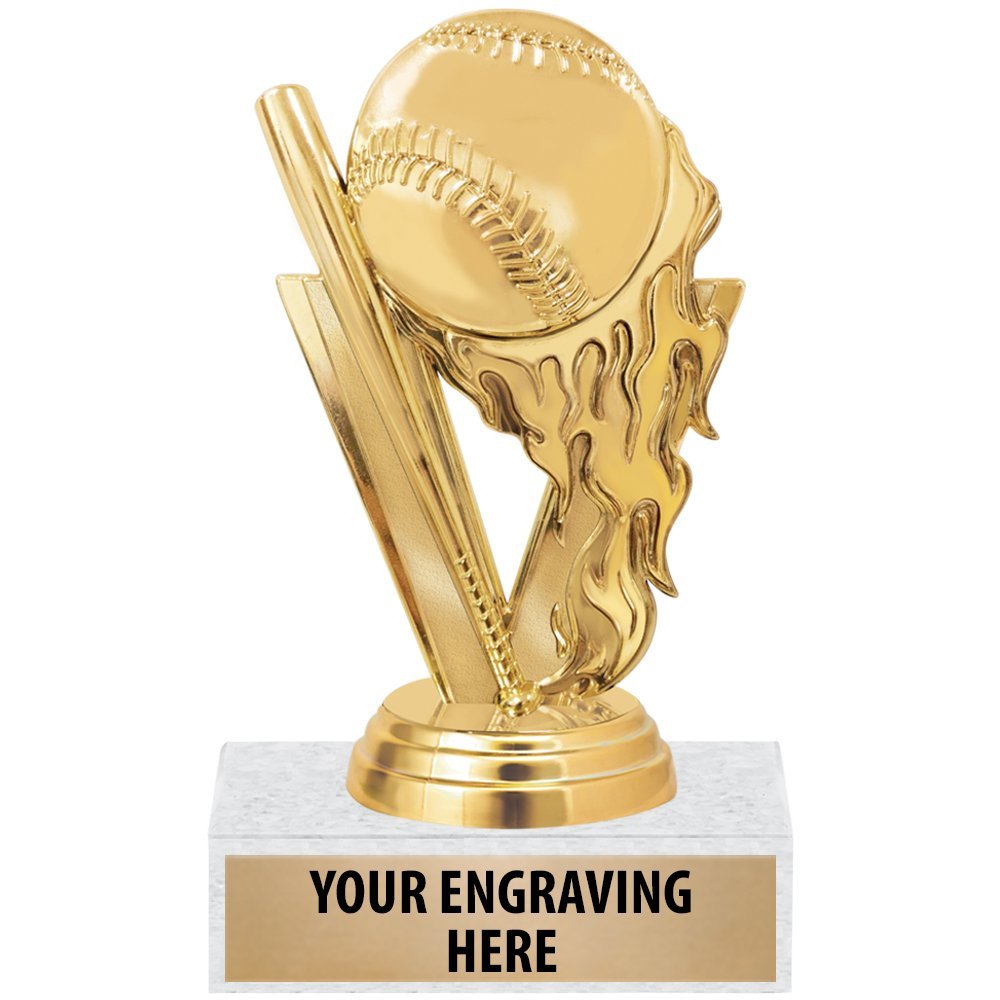 Crown Awards Baseball Trophy - 6" Baseball Participation Sports Trophies with Customized Text - 50 Pack