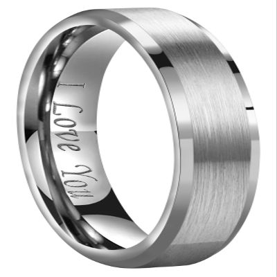 CROWNAL 4mm/6mm/8mm Tungsten Couple Wedding Bands Rings Men Women Brushed Finish Beveled Edges Engraved I Love You Size 4 To 17 (4mm,9)