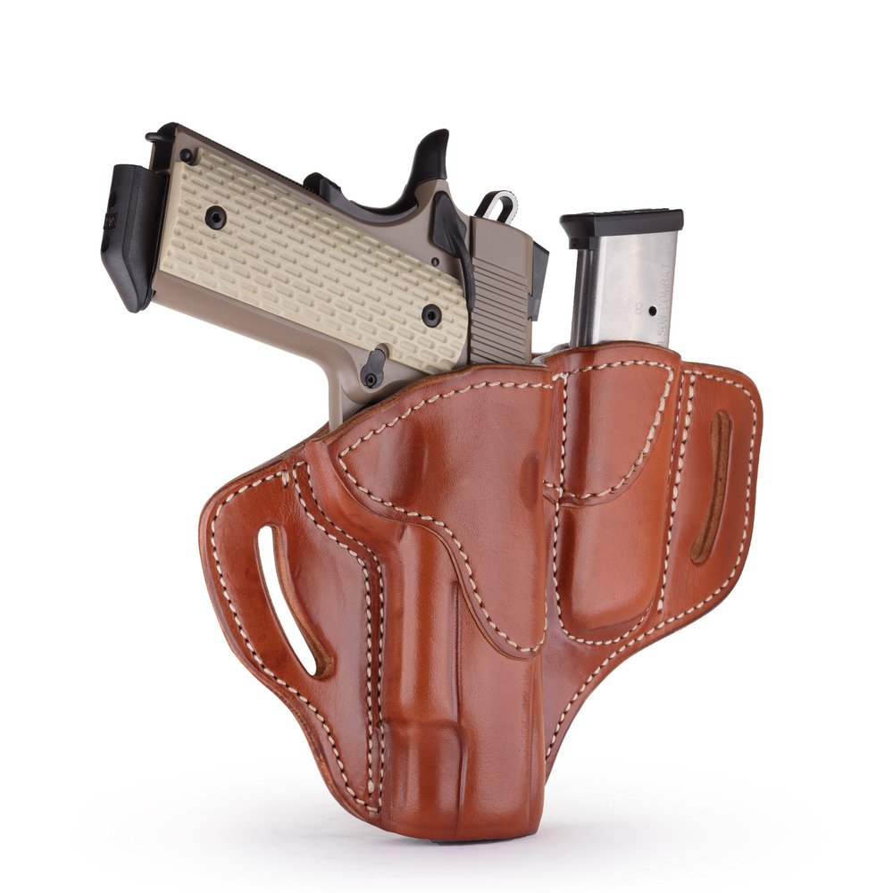 1791 GUNLEATHER 1911 Holster, Right Hand OWB Leather Gun Holster for belts fits all 1911 models with 4" and 5" barrels (Combo Classic Brown)