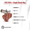 1791 GUNLEATHER 1911 Holster, Right Hand OWB Leather Gun Holster for belts fits all 1911 models with 4" and 5" barrels (Combo Classic Brown) view 3