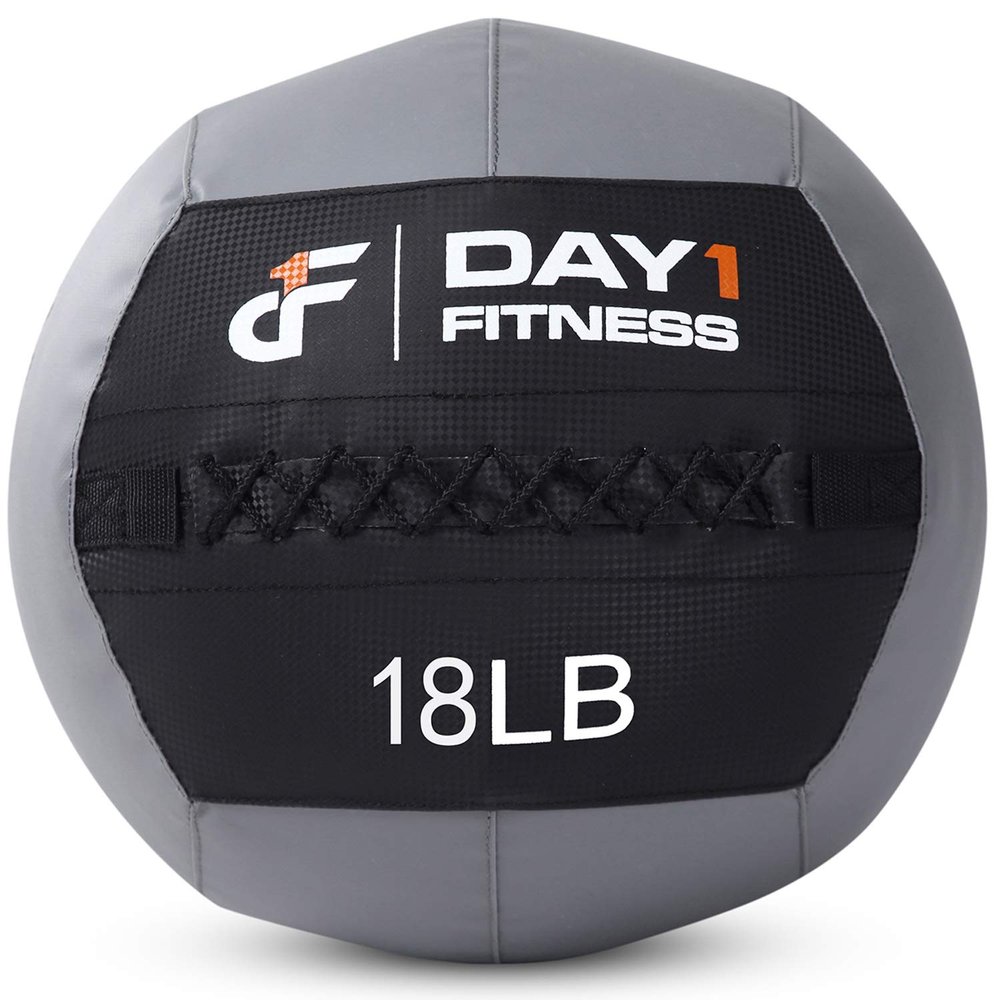 Day 1 Fitness Soft Wall Medicine Ball 18 Pounds - for Exercise, Rehab, Core Strength, Large Durable Balls for Floor Exercises, Stretching