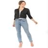 Cielo Women's Soft Solid Colored Open Front 3/4 Sleeve Cardigan Charcoal Large view 4