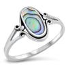 Simulated Abalone Oval Boho Celtic Antiqued Filigree Ring Sterling Silver Band Size 4 view 1