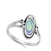 Simulated Abalone Oval Boho Celtic Antiqued Filigree Ring Sterling Silver Band Size 4 view 2