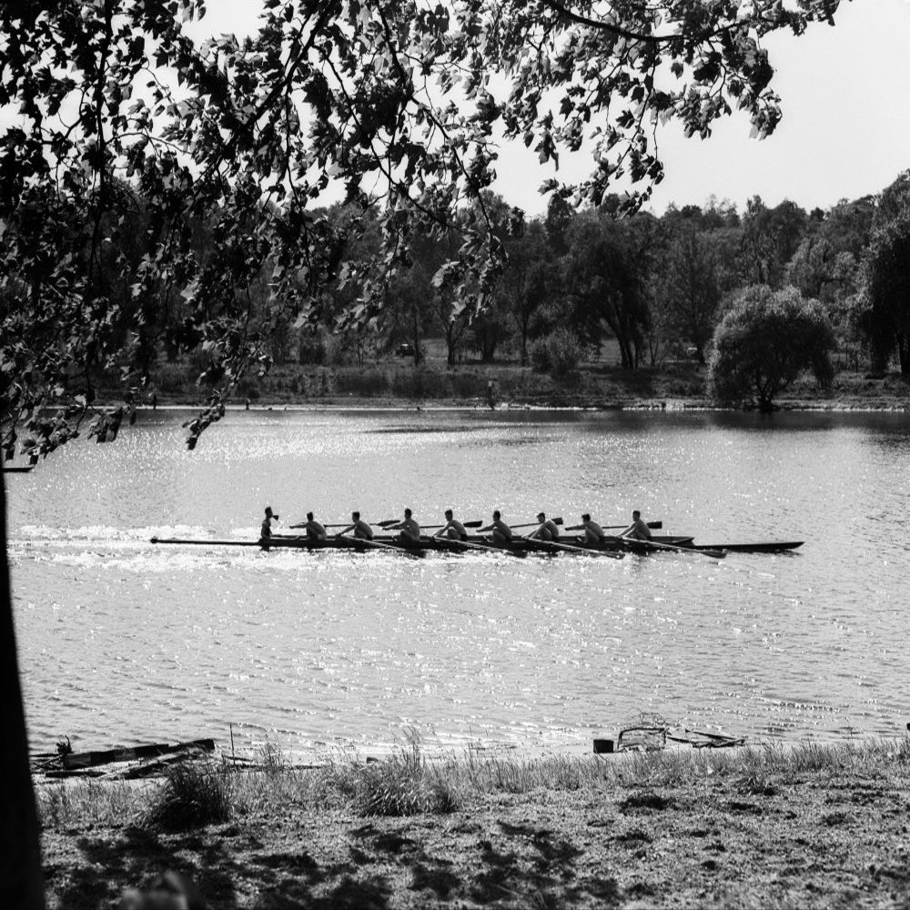 1930s Silhouette Sculling Boat Race On The Schuylkill River Between East And West River Drives Philadelphia Pa Usa Print