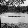 1930s Silhouette Sculling Boat Race On The Schuylkill River Between East And West River Drives Philadelphia Pa Usa Print view 1