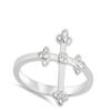 Clear CZ Christian Cross Victorian Style Ring Sterling Silver Band Size 8 view 2
