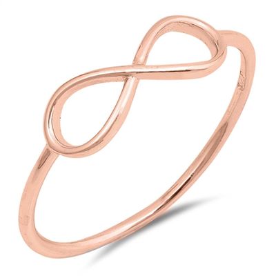 Rose Gold-Tone Infinity Dainty Midi Ring .925 Sterling Silver Band Size 9