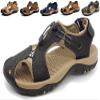 Asifn Sandals Men Leather Beach Shoes Baotou Casual Large Size Outdoor Casual Fisherman Strap Hiking black-43(10.5 M US,27.5 cm Heel to Toe view 1