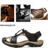 Asifn Sandals Men Leather Beach Shoes Baotou Casual Large Size Outdoor Casual Fisherman Strap Hiking black-43(10.5 M US,27.5 cm Heel to Toe view 4