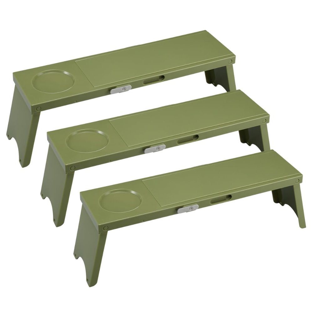 Iseto Picno I-569-3 Outdoor Table, Set of 3, Green, When Assembled: Approx. W 4.7 x D 16.4 x H 5.1 inches (12 x 41.7 x 13 cm), Pack of 3