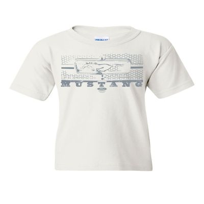 Ford Mustang Honeycomb Grille Youth T-Shirt Legendary American Muscle Kids Tee White Small