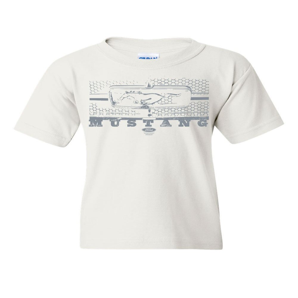 Ford Mustang Honeycomb Grille Youth T-Shirt Legendary American Muscle Kids Tee White Small