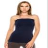 Kurve Womens Strapless Tube Top - Long Length Seamless Bandeau Stretch Sexy Cami Tops, UV Protective Fabric UPF 50+ (Made in USA), Dark Navy, X-Large/XX-Large view 1