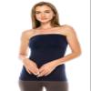 Kurve Womens Strapless Tube Top - Long Length Seamless Bandeau Stretch Sexy Cami Tops, UV Protective Fabric UPF 50+ (Made in USA), Dark Navy, X-Large/XX-Large view 4