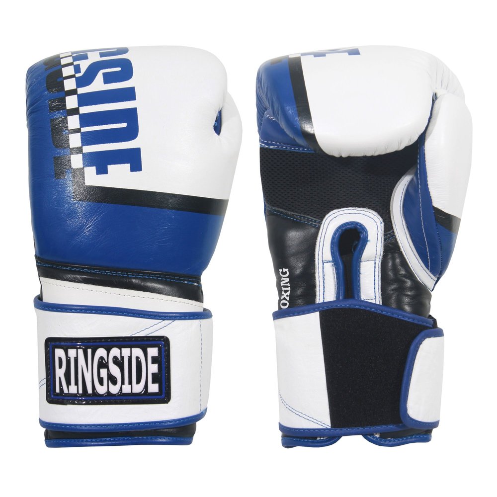 Ringside Omega Sparring Boxing Gloves, 14oz, White/Blue