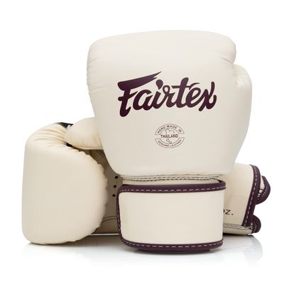Fairtex BGV16 Leather Muay Thai Boxing Gloves (Khaki, 10 oz)