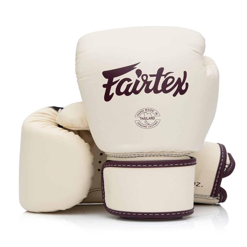 Fairtex BGV16 Leather Muay Thai Boxing Gloves (Khaki, 10 oz)