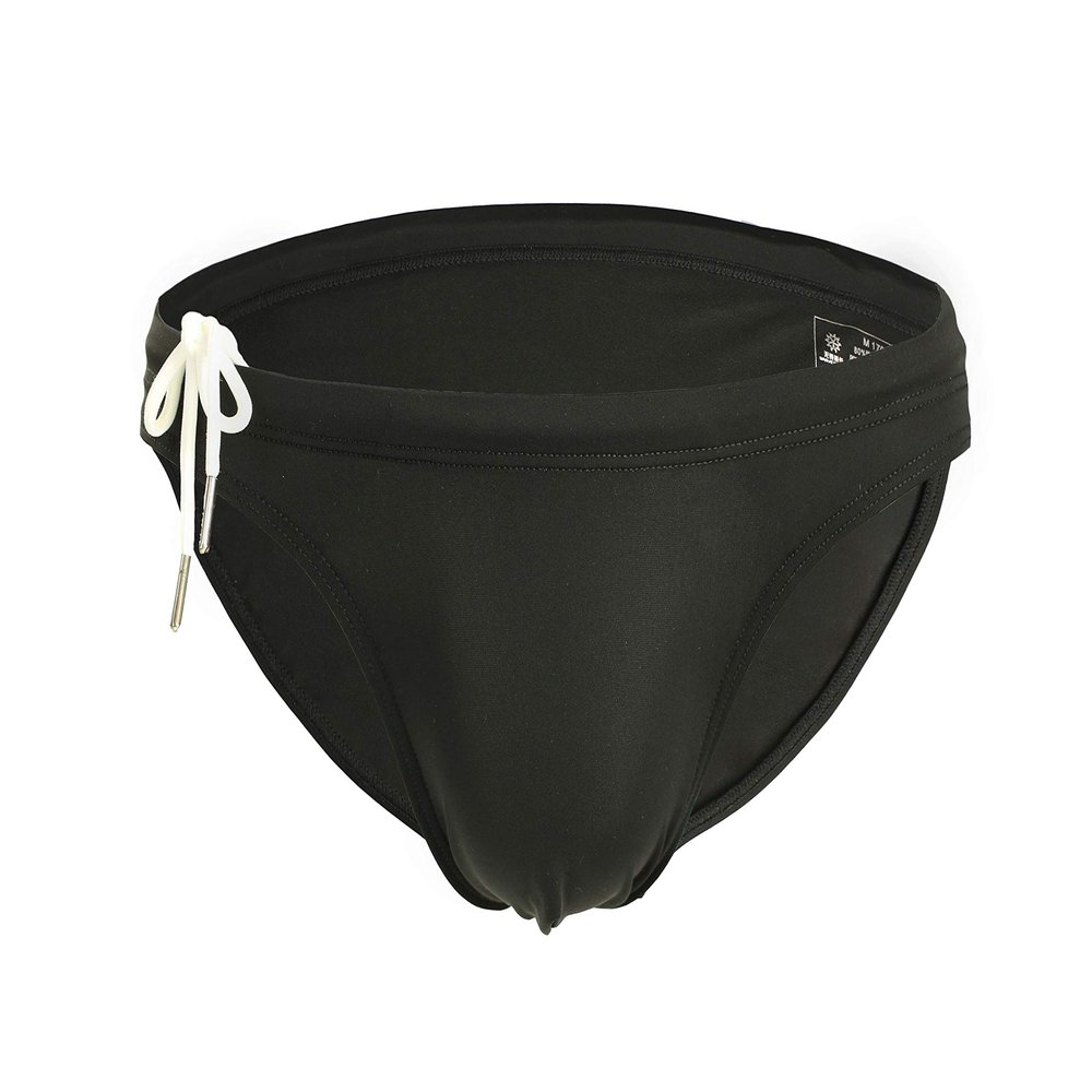BRAVE PERSON 56 Men's Surf Swim Shorts Beach Briefs, Fashion Bikini Sexy Low Waist (S / 26-29, Black)