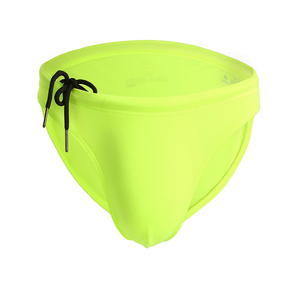 BRAVE PERSON 56 Men's Surf Swim Shorts Beach Briefs, Fashion Bikini Sexy Low Waist (XL / 32-37, Fluorescent Yellow)