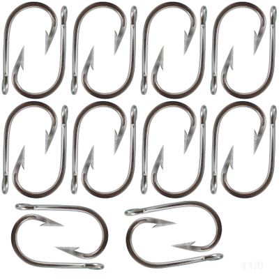 20pcs Swordfish Hook Size 11/0 Stainless Steel Tuna Hooks Big Game Southern Sharp Hook
