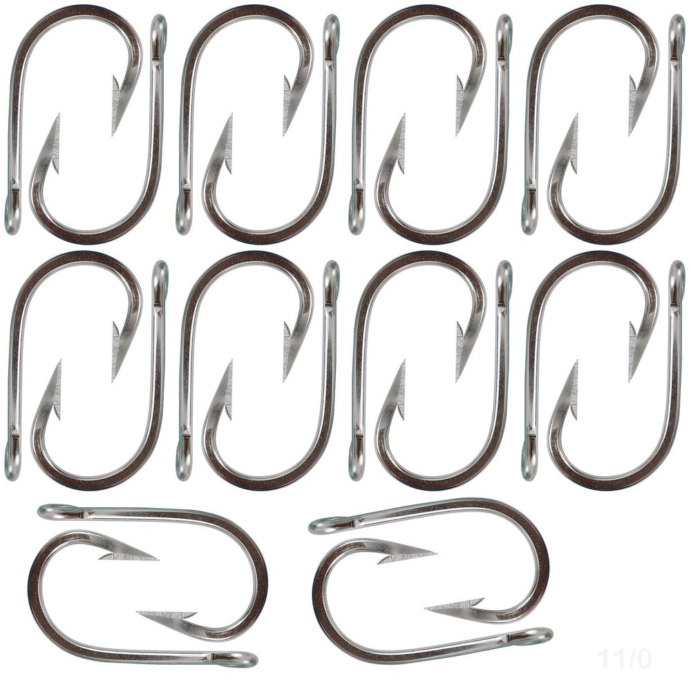20pcs Swordfish Hook Size 11/0 Stainless Steel Tuna Hooks Big Game Southern Sharp Hook