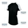 Augusta Sportswear Womens Cutter Softball Jersey, Black/White 2XL view 4