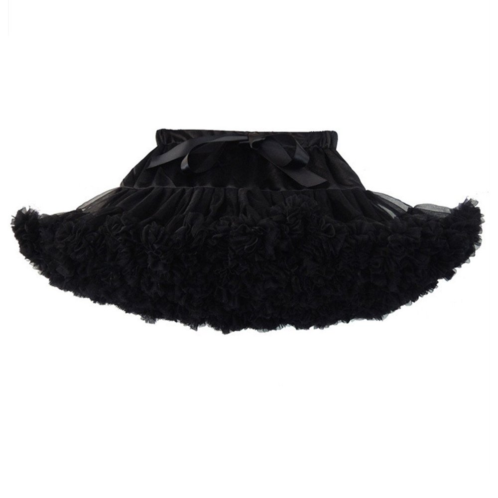 MizHome Girls Fluffy Tulle Pleated Tutu Skirt Princess Ballet Dance Dress Tiered Black M
