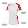 Augusta Sportswear Womens Cutter Softball Jersey, White/Red M view 4