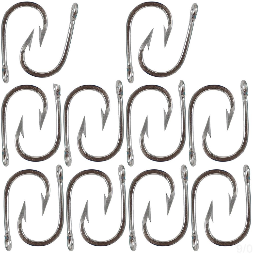 20pcs Swordfish Hook Size 9/0 Stainless Steel Tuna Hooks Big Game Southern Sharp Hook