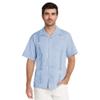 9 Crowns Essentials Men's Guayabera Button Down Shirt-L.Blue-2XL view 2