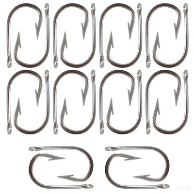 20pcs Swordfish Hook Size 12/0 Stainless Steel Tuna Hooks Big Game Southern Sharp Hook