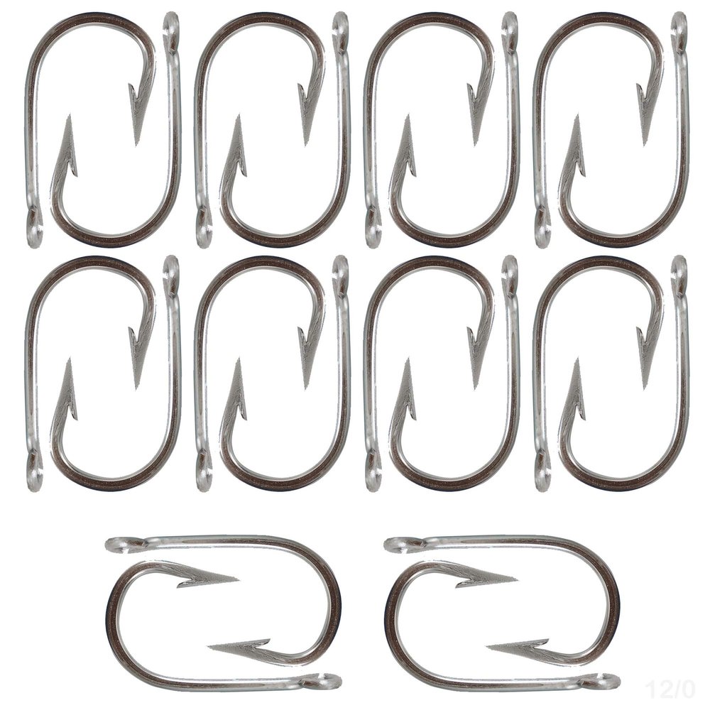 20pcs Swordfish Hook Size 12/0 Stainless Steel Tuna Hooks Big Game Southern Sharp Hook