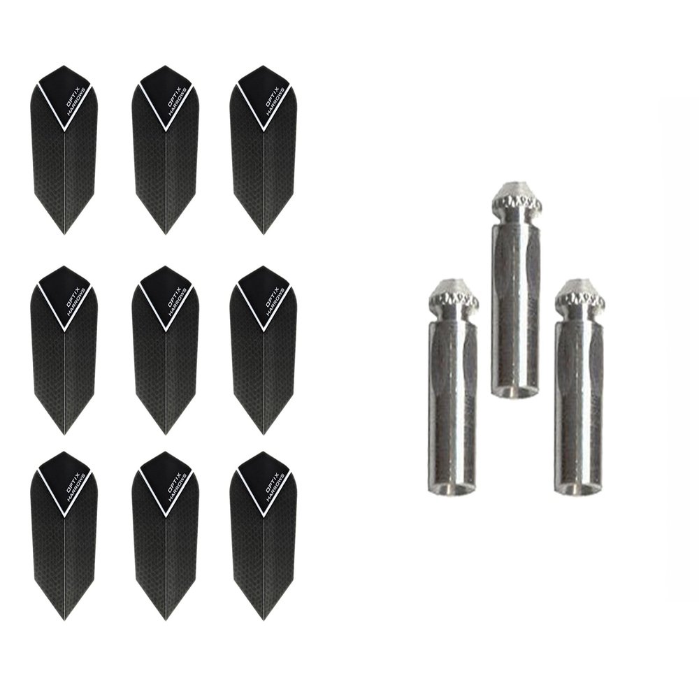 Optix 3 Sets of Harrows Slim Dart Flights Plus 1 Set of Aluminum Dart Flight Protectors (Black)