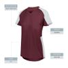 Girls Cutter Jersey Maroon/White L view 3