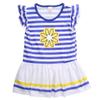2Pcs Toddler Baby Girls Kids Ruffled Sleeve Striped Flower T-Shirt Tops +Shorts Pants Summer Outfits 1-8 Y (130/6-7Y, Blue+Yellow) view 3