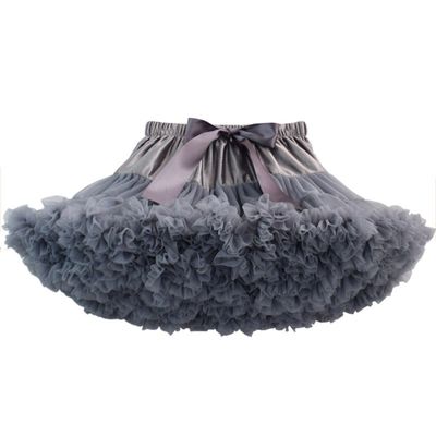 MizHome Girls Fluffy Tulle Pleated Tutu Skirt Princess Ballet Dance Dress Tiered Dark Grey M