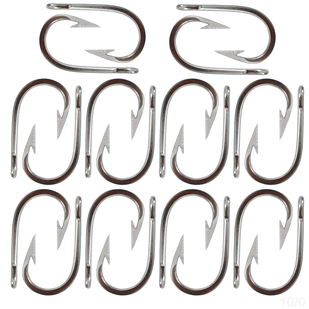 20pcs Swordfish Hook Size 10/0 Stainless Steel Tuna Hooks Big Game Southern Sharp Hook