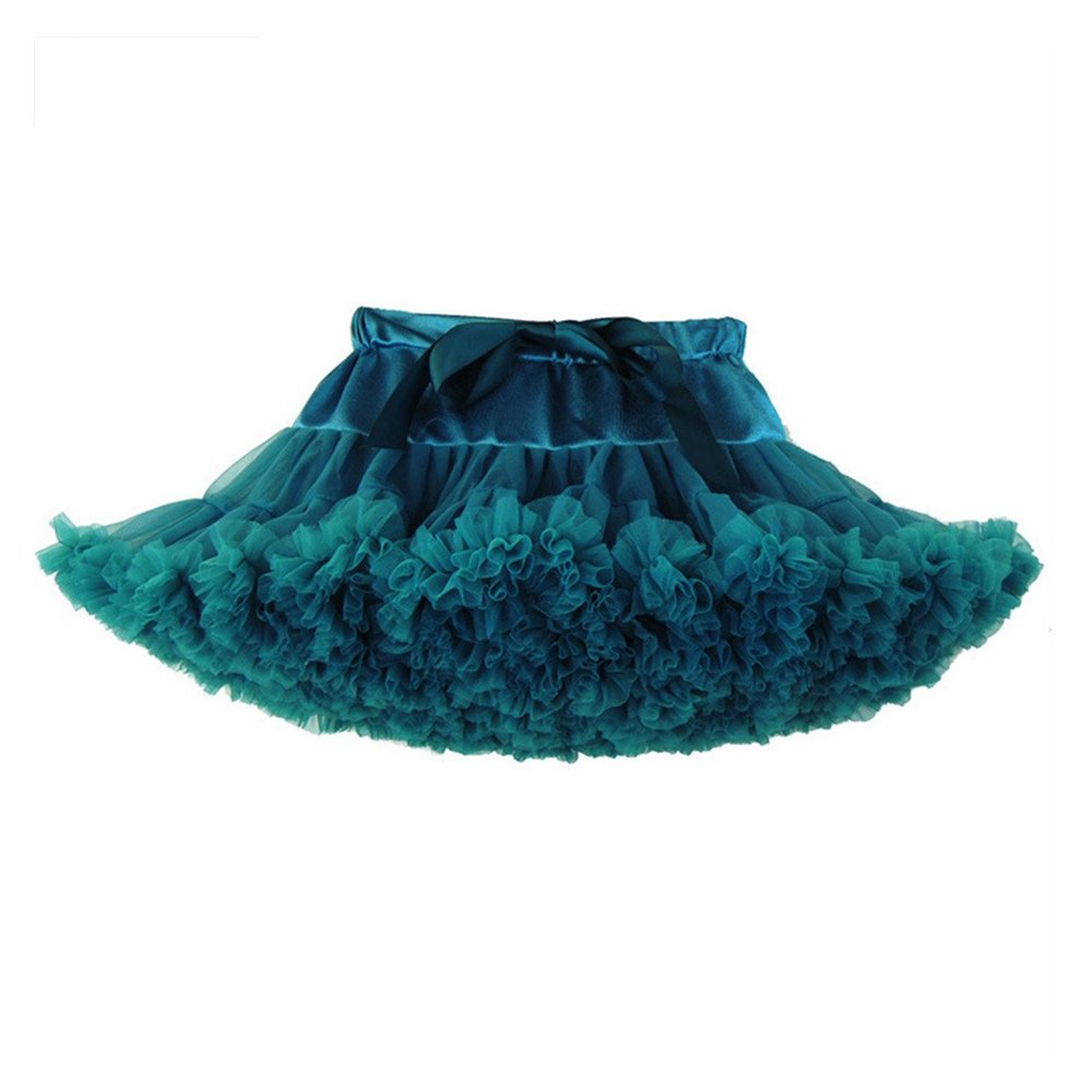 MizHome Girls Fluffy Tulle Pleated Tutu Skirt Princess Ballet Dance Dress Tiered Black Green S