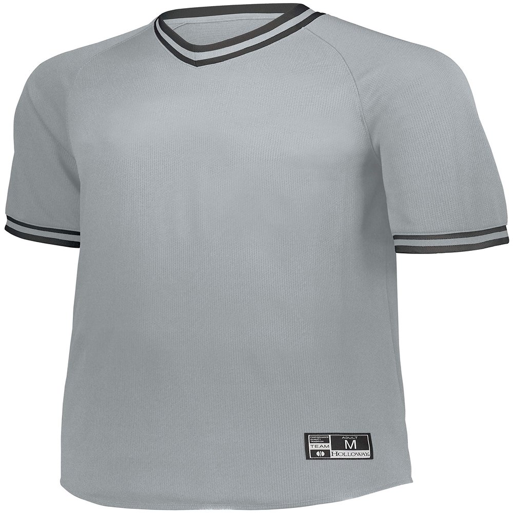 Holloway Augusta Sportswear Retro V-Neck Men's Baseball Jersey, Silver | Black, XXX-Large