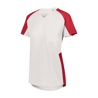 Augusta Sportswear Womens Cutter Softball Jersey, White/Red L