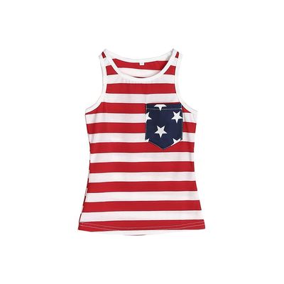 Aulase Unisex Girl Boy American Flag Print Tank Top Sleeveless Jersey Tee Shirt 6 Red