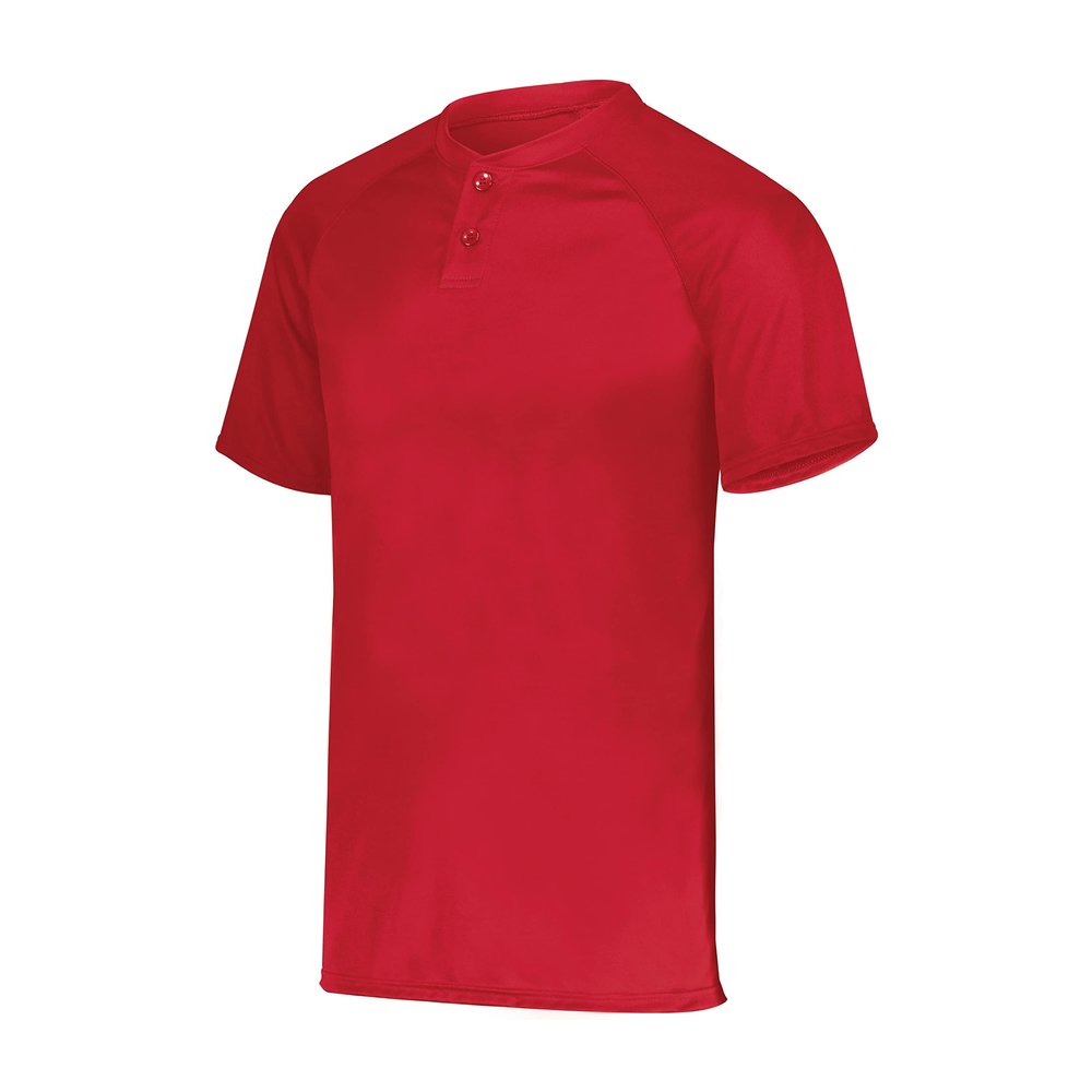 Attain Wicking Two-Button Baseball Jersey Red 5XL