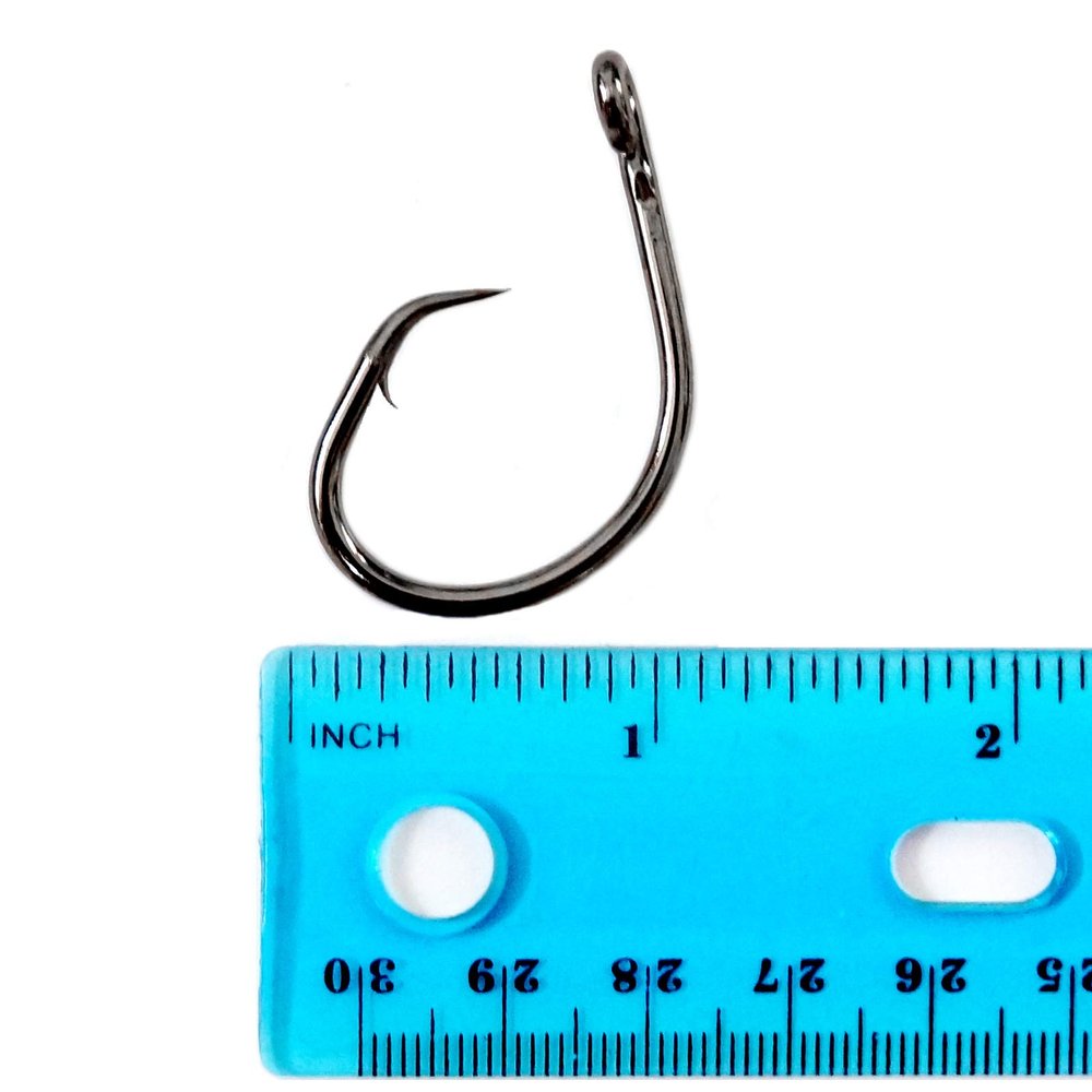 Qty 100 Fishing 4X Strong Offset Circle Hooks Hi-Carbon Steel Black Nickel Hook - Size 7/0