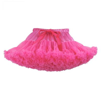 MizHome Girls Fluffy Tulle Pleated Tutu Skirt Princess Ballet Dance Dress Tiered Rose red L