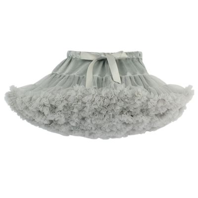 MizHome Girls Fluffy Tulle Pleated Tutu Skirt Princess Ballet Dance Dress Tiered Grey S