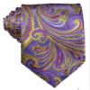 Geotae Zerun New Classic Men's Paisley Silk Tie Necktie (Purple/Gold) view 1