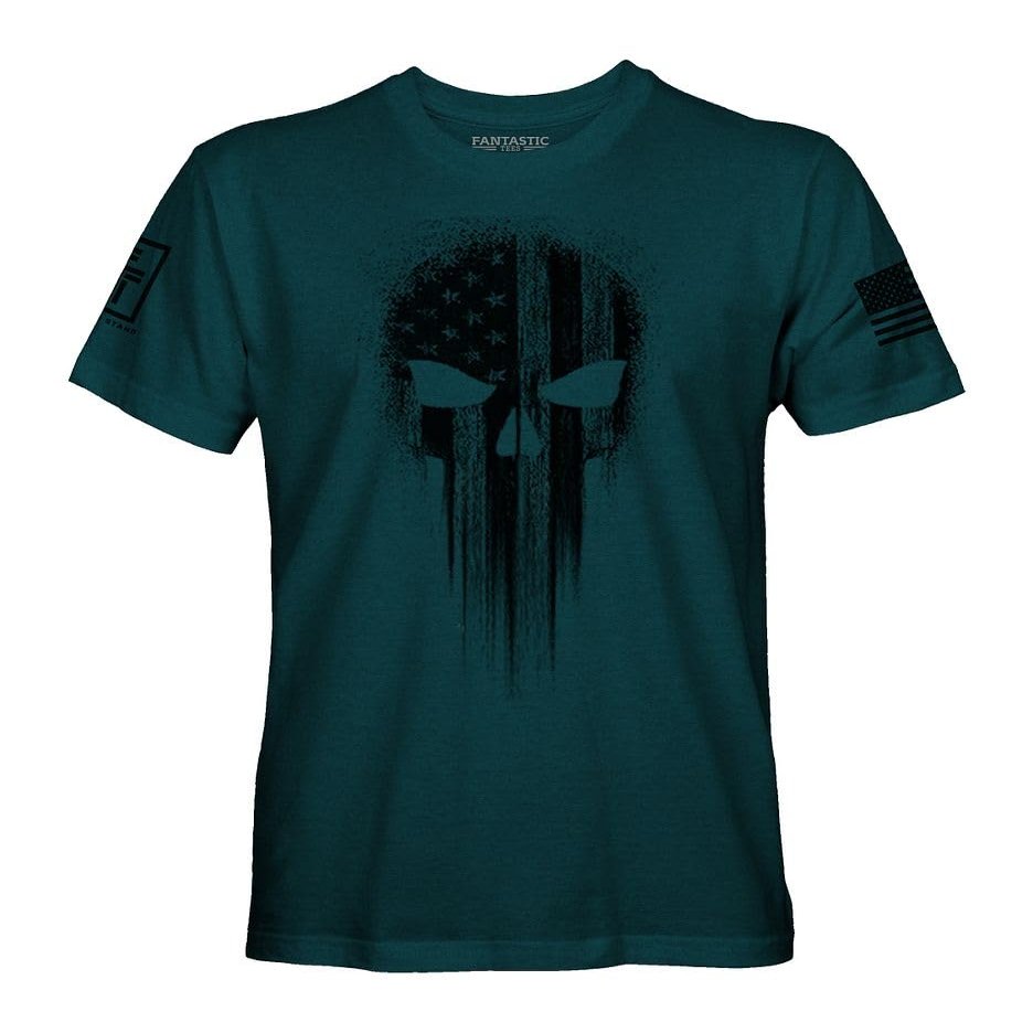 Fantastic Tees USA American Skull Patriotic Shirts for Men T-Shirt (Midnight, M)