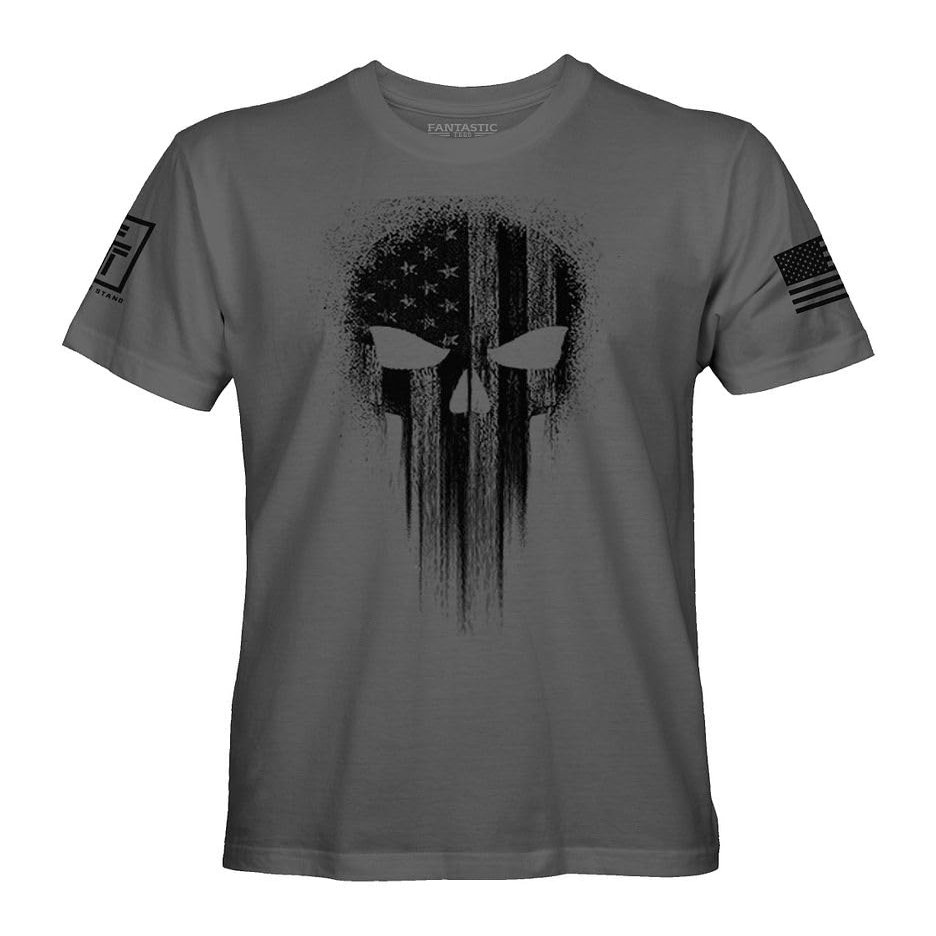 Fantastic Tees USA American Skull Patriotic Shirts for Men T-Shirt (Charcoal, L)