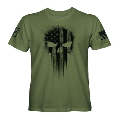 Fantastic Tees USA American Skull Patriotic Shirts for Men T-Shirt (Military Green, S)
